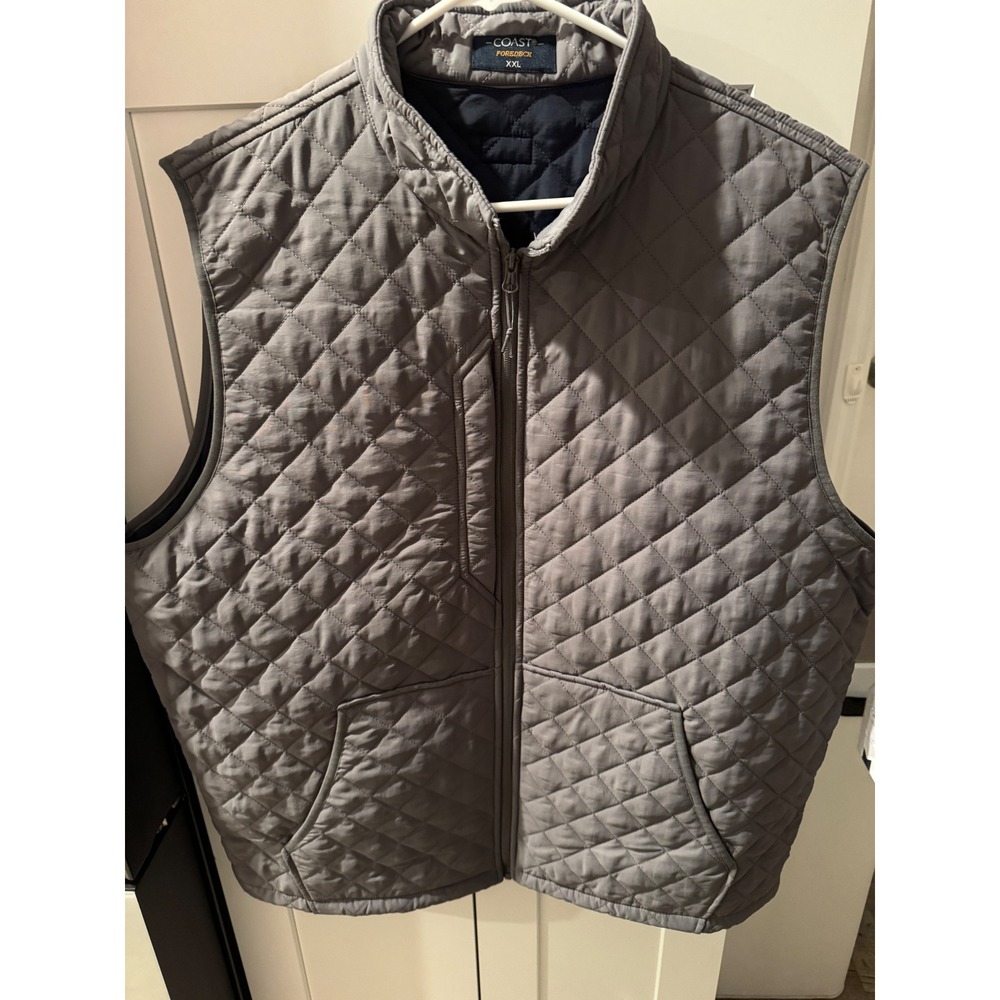 Coast Apparel Foredeck Vest Mens XXL Dark Gull‎ Grey Quilted Full Zip New
